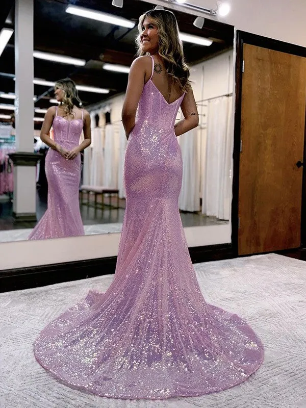 Pink Sequins Evening Dresses UK Mermaid Long Formal Gowns sold by My Chic Dress product image thumbnail 2