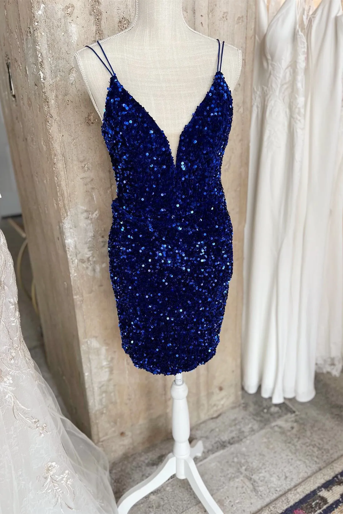 Cheap Homecoming Dresses Purple Sequin Hoco Dress Straps sold by My Chic Dress product image thumbnail 4