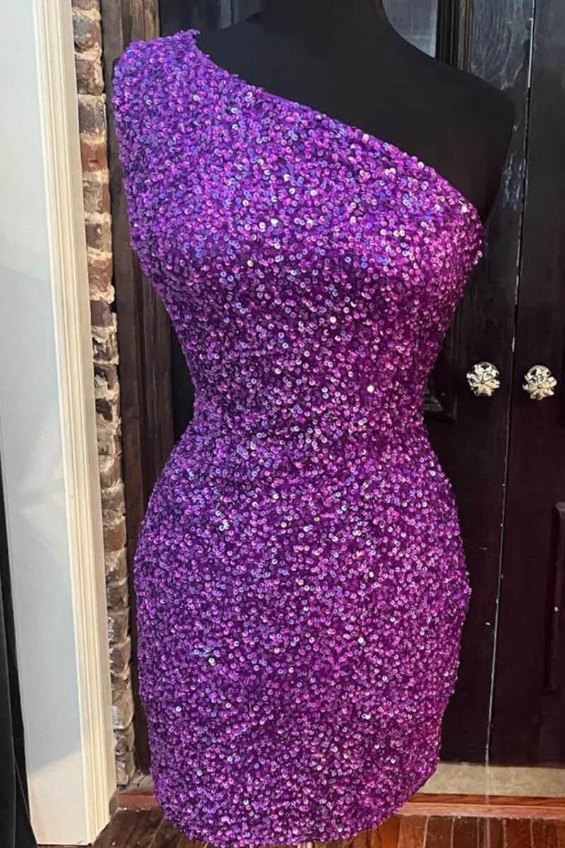 Cheap Royal Blue 2025 Homecoming Dresses Sequin One Shoulder Short Hoco Dress sold by My Chic Dress product image thumbnail 4