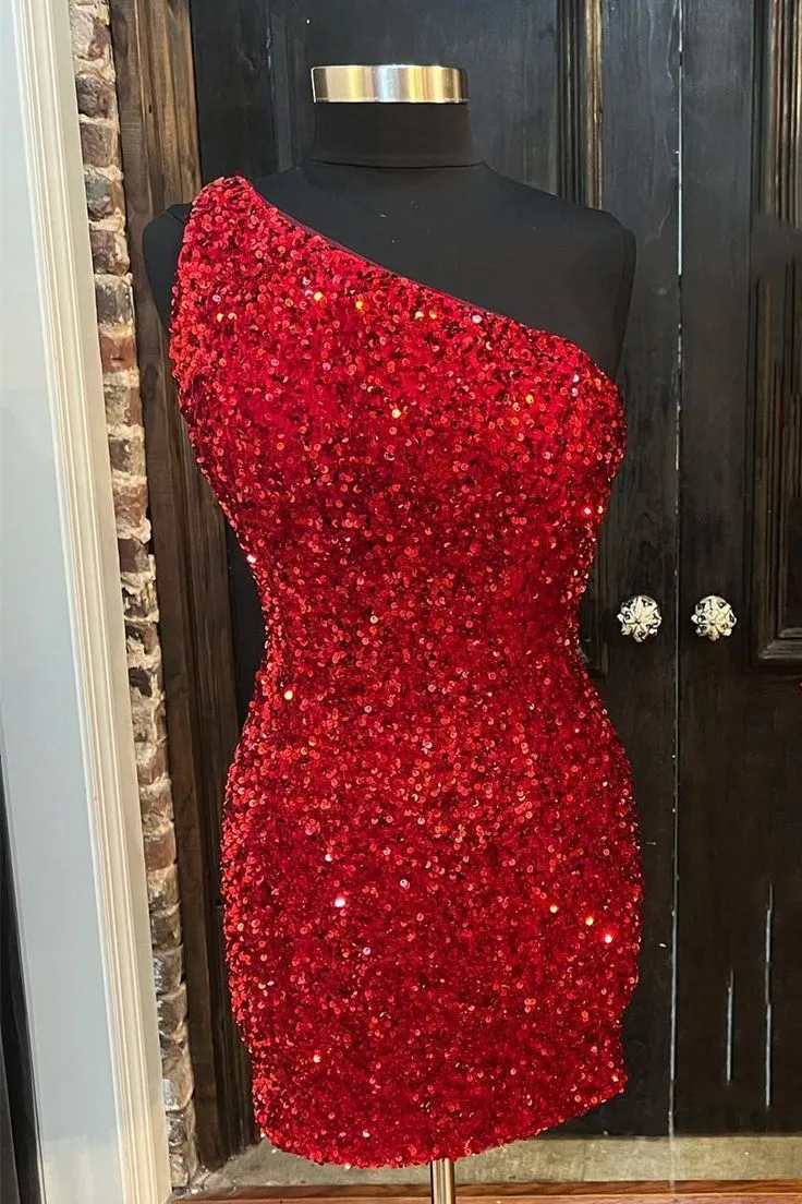 Cheap Royal Blue 2025 Homecoming Dresses Sequin One Shoulder Short Hoco Dress sold by My Chic Dress product image thumbnail 3