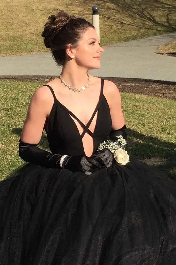Simple Gothic Wedding Dress Black Tulle Princess Prom Dresses Sleeveless sold by My Chic Dress product image thumbnail 4