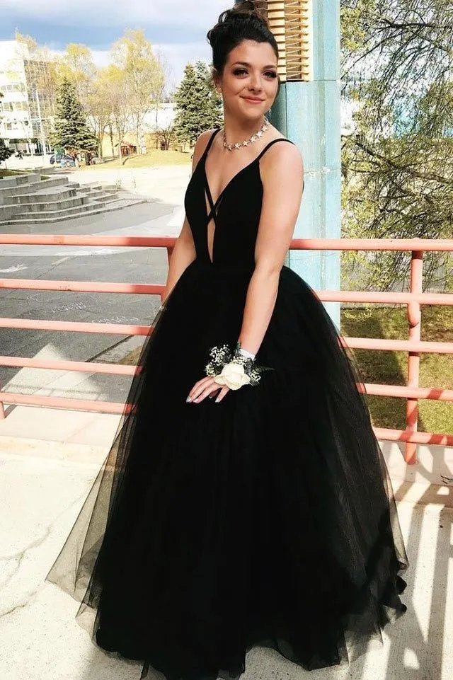 Simple Gothic Wedding Dress Black Tulle Princess Prom Dresses Sleeveless sold by My Chic Dress product image thumbnail 5