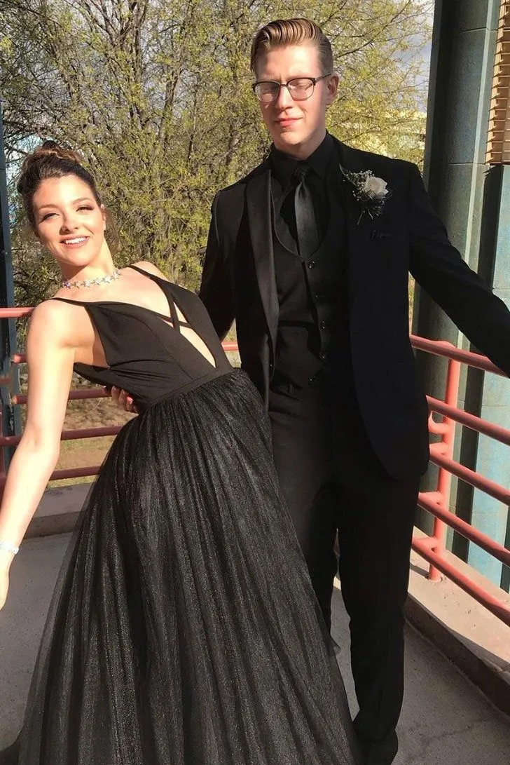 Simple Gothic Wedding Dress Black Tulle Princess Prom Dresses Sleeveless sold by My Chic Dress product image thumbnail 2
