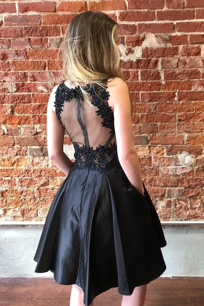 Black Short Homecoming Dress V-Neck Hoco Dress with Pockets sold by My Chic Dress product image thumbnail 2