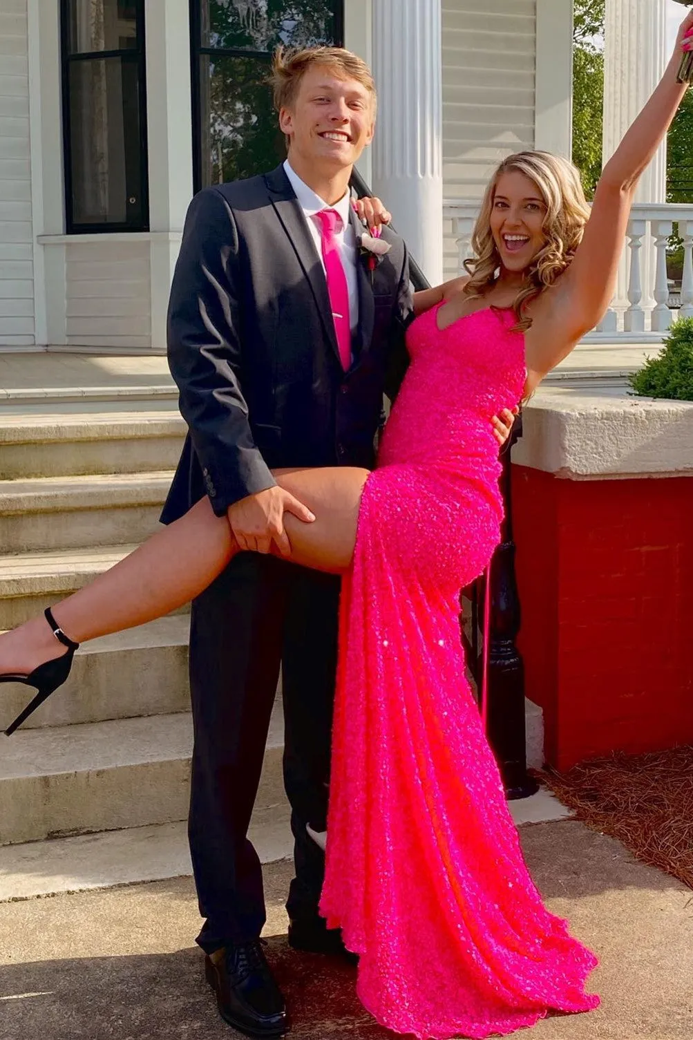 Purple Sequins Mermaid Prom Dress Slit Long Evening Gown Sleeveless sold by My Chic Dress product image thumbnail 5