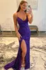 Purple Sequins Mermaid Prom Dress Slit Long Evening Gown Sleeveless sold by My Chic Dress