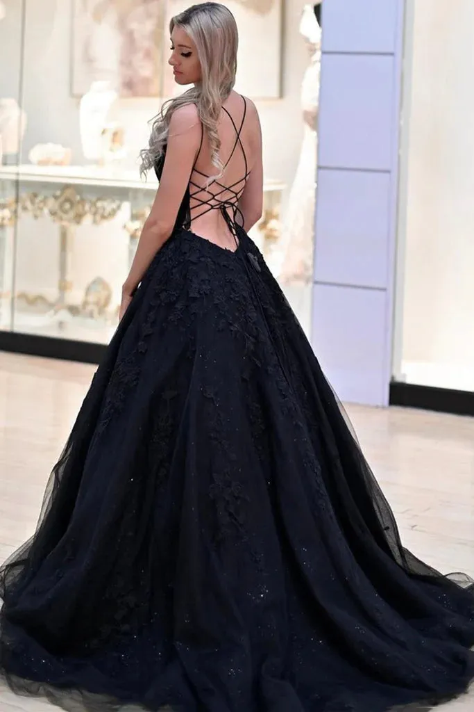 A Line Black Lace Prom Dress 2025 Long Gothic Wedding Dresses sold by My Chic Dress product image thumbnail 3