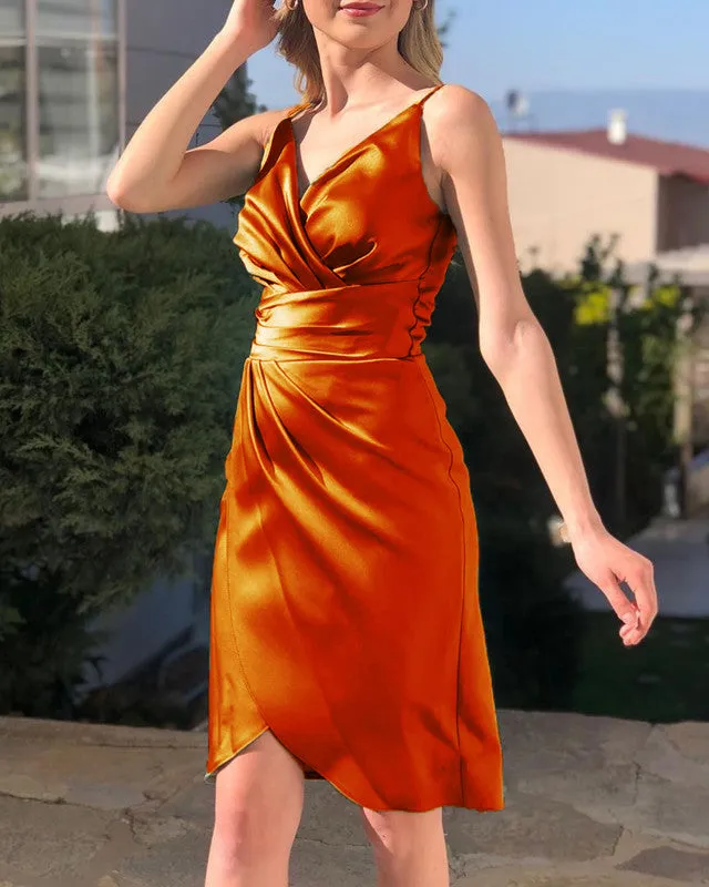 Tight Sage Green Wedding Guest Dress Sheath V Neck Short Bridesmaid Dresses sold by My Chic Dress product image thumbnail 3