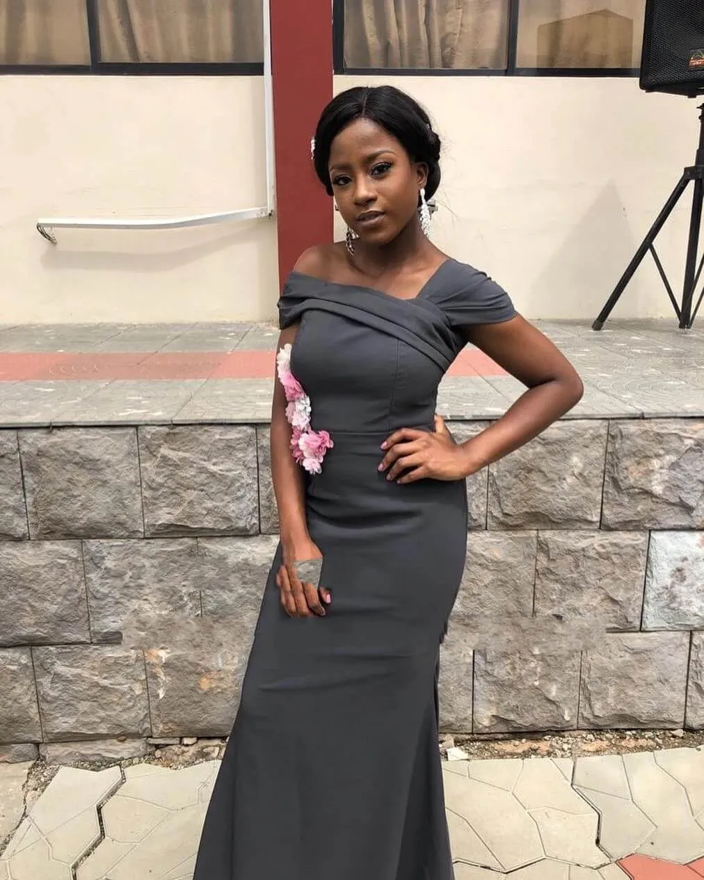 Mermaid Dark Gray Bridesmaid Dresses Cap Shoulder Pleat Wedding Party Dress sold by My Chic Dress product image thumbnail 5