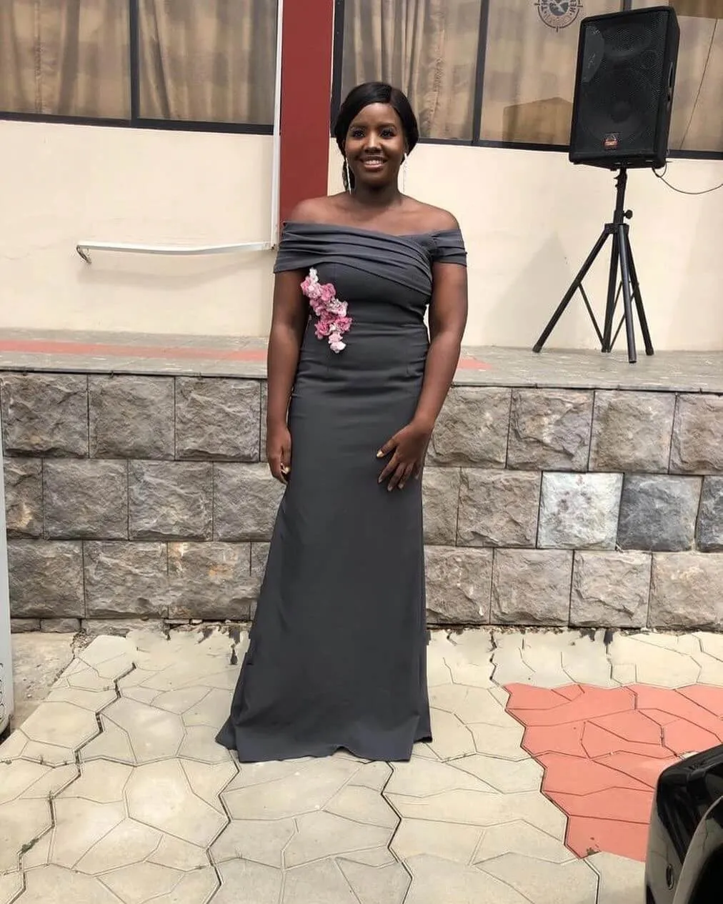 Mermaid Dark Gray Bridesmaid Dresses Cap Shoulder Pleat Wedding Party Dress sold by My Chic Dress product image thumbnail 2