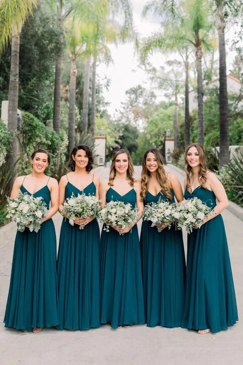 Floor-Length Chiffon Emerald Green Bridesmaid Dress Cheap Wedding Guest Dress sold by My Chic Dress