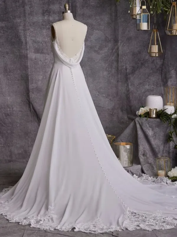 Simple Chiffon Beach Wedding Dresses Drop Waist Sleeveless Ruched sold by My Chic Dress