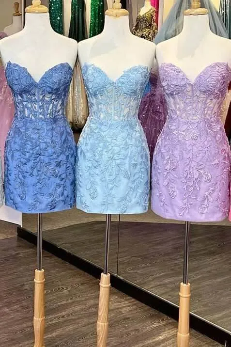 Cheap Lace Mini Homecoming Dress Bodycon Appliques Strapless sold by My Chic Dress product image thumbnail 3