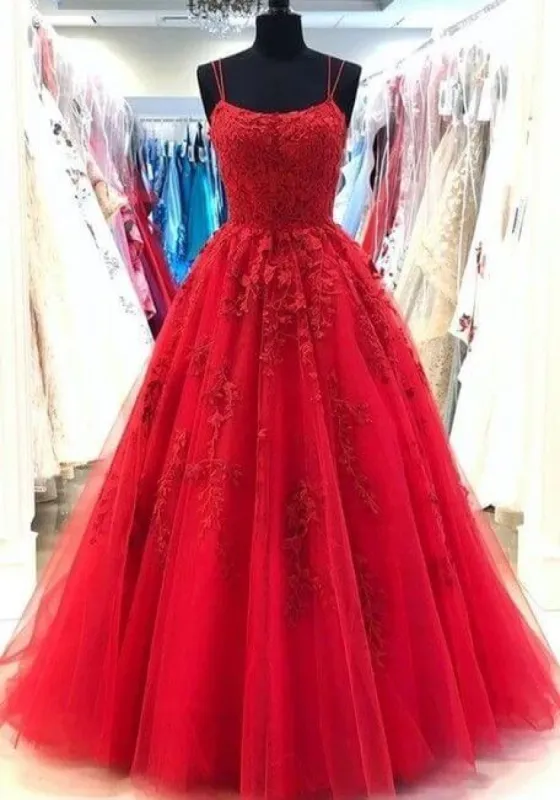 A Line Red Lace Graduation Dresses Applique Square Prom Dress 2025 sold by My Chic Dress
