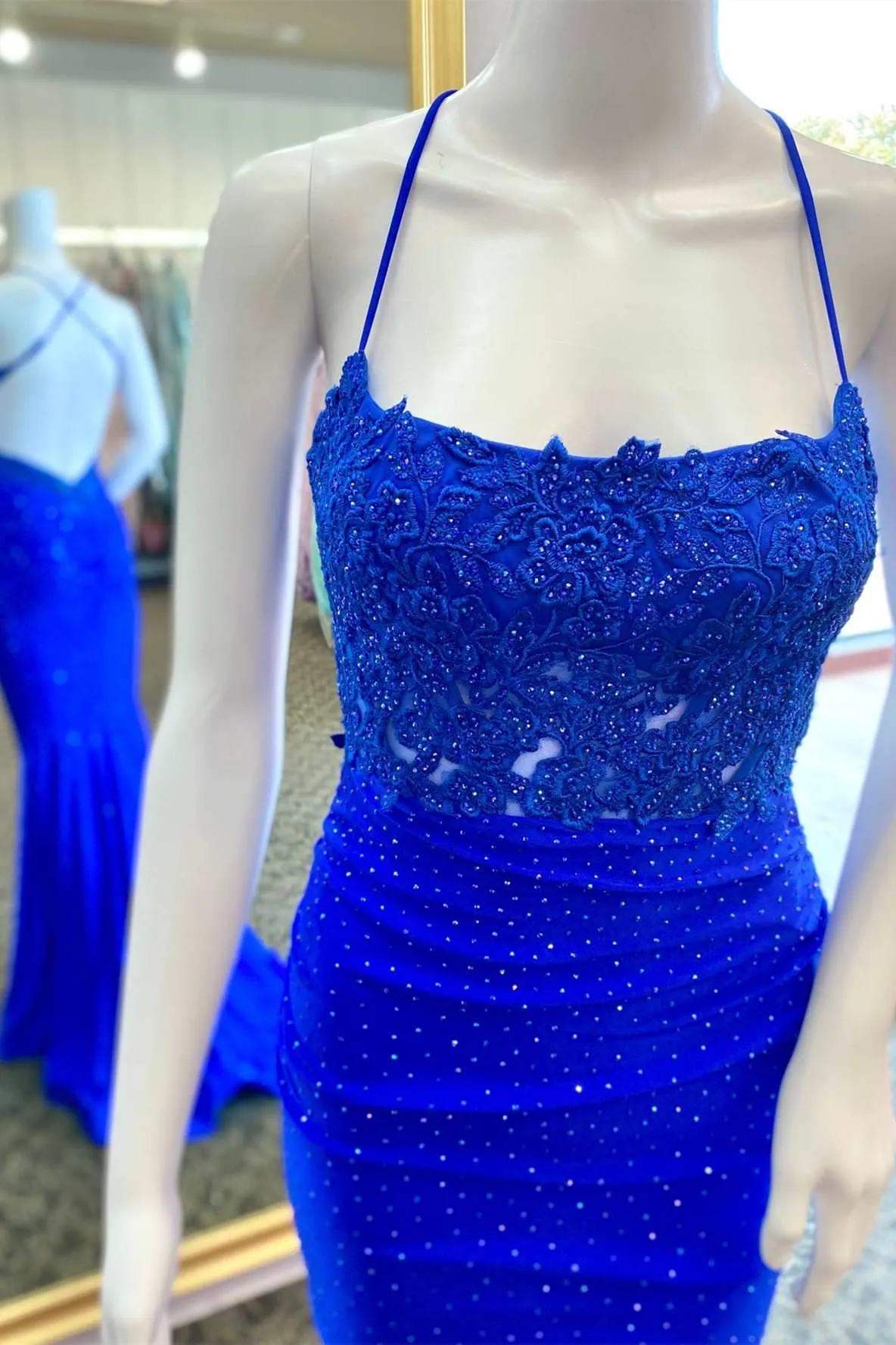 Beaded 2025 Royal Blue Prom Dress Lace Backless Mermaid Long Formal Dress sold by My Chic Dress product image thumbnail 2