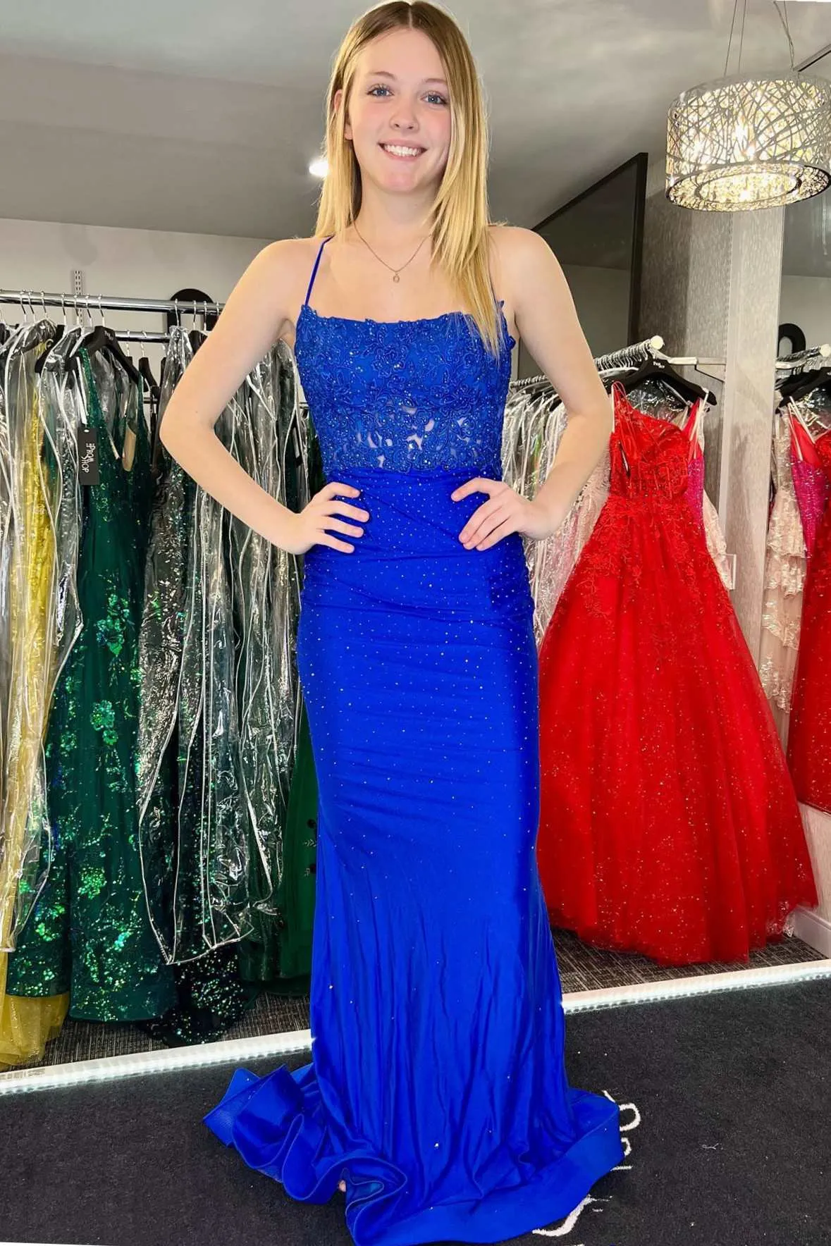 Beaded 2025 Royal Blue Prom Dress Lace Backless Mermaid Long Formal Dress sold by My Chic Dress product image thumbnail 5