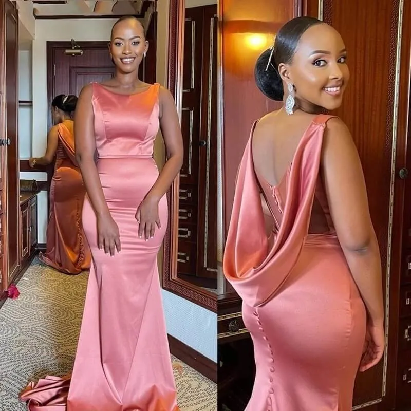 Long Mermaid Burnt Orange Bridesmaid Dresses Mermaid Maid Of Honor For Women sold by My Chic Dress product image thumbnail 5