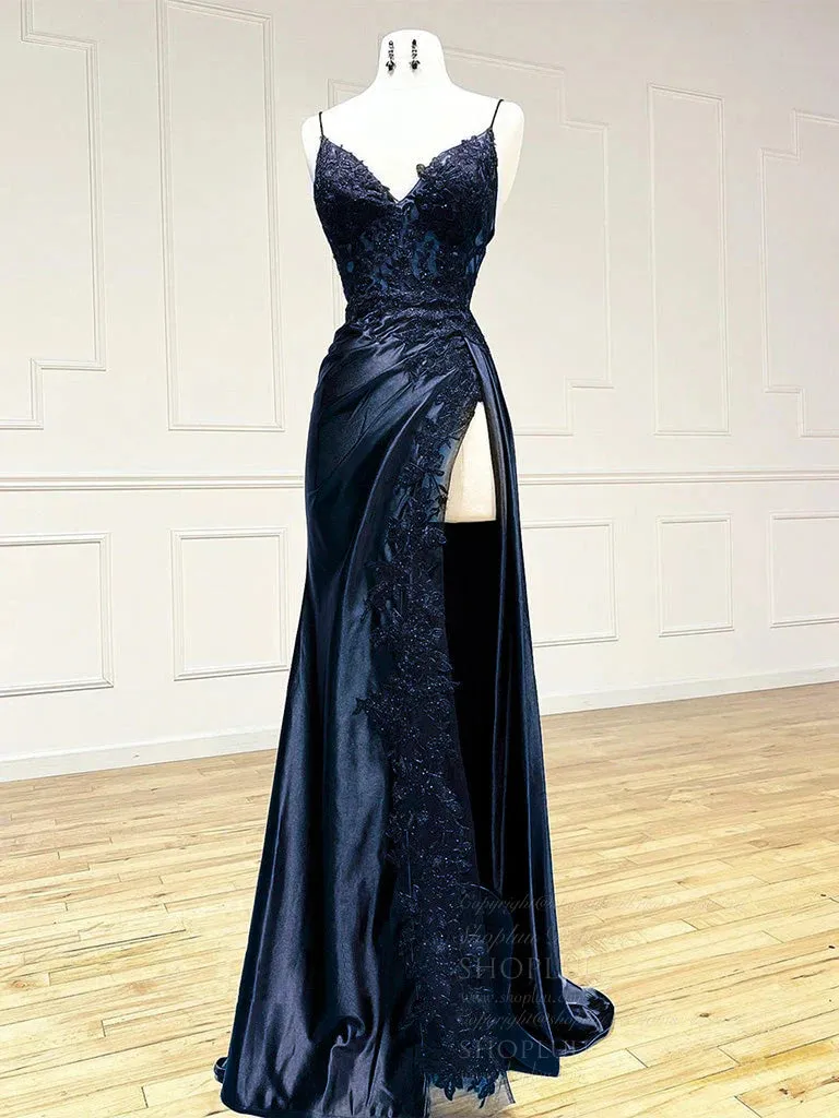 Hot 2025 Black Long Prom Dress Lace V Neck Formal Dresses A Line High split sold by My Chic Dress product image thumbnail 5