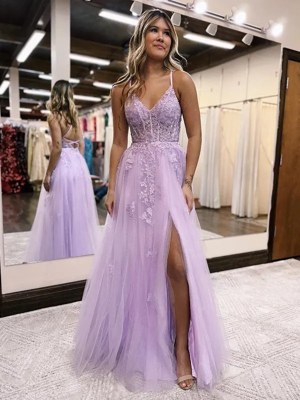 Floor Length Violet Purple Corset Lace Prom Dresses 2025 A Line Graduation Dress sold by My Chic Dress
