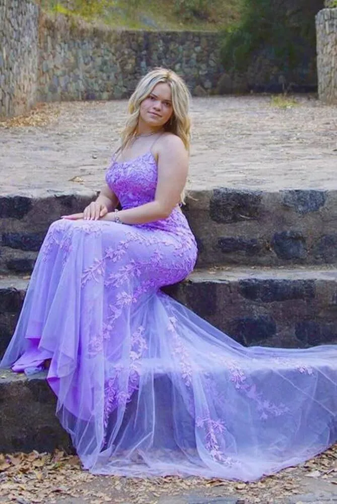 Cheap Lilac Lace Prom Dresses 2025 Mermaid Backless Violet Formal Dresses Outfits sold by My Chic Dress product image thumbnail 5
