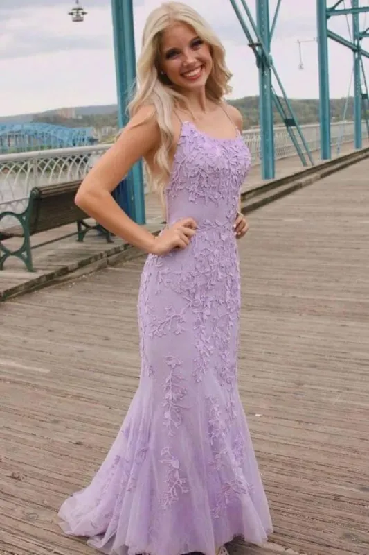 Cheap Lavender Lace Prom Dresses Mermaid Sleeveless 2025 sold by My Chic Dress