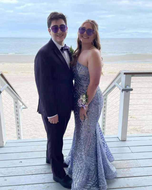 One Shoulder Plus Size Sequins Prom Dresses Mermaid Long Dress Split sold by My Chic Dress