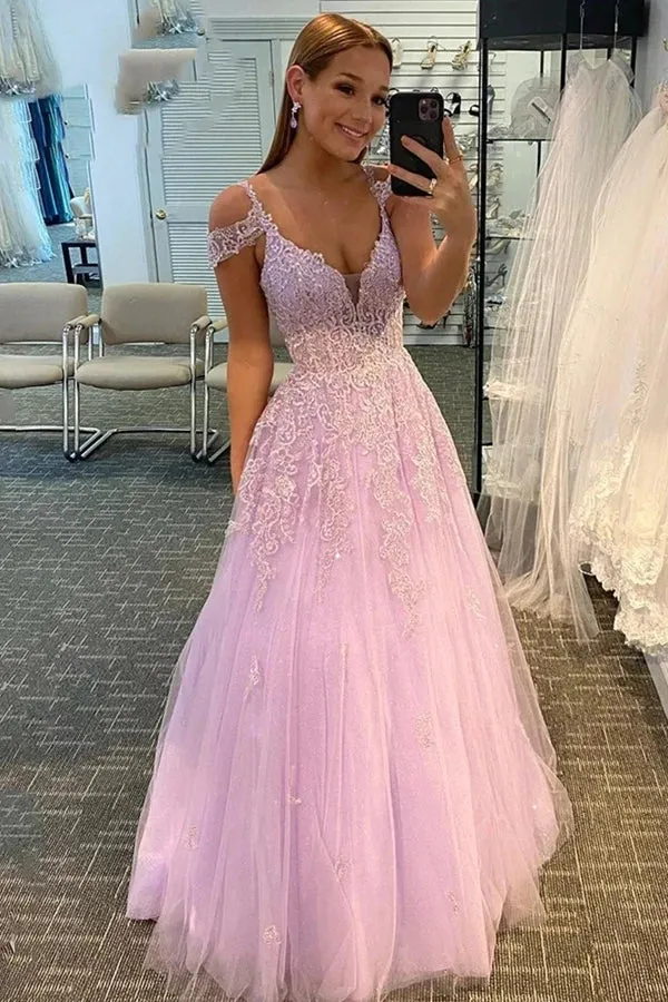 Hot Violet Purple Prom Dresses Tulle Lace Appliques A-Line Formal Dress sold by My Chic Dress product image thumbnail 4