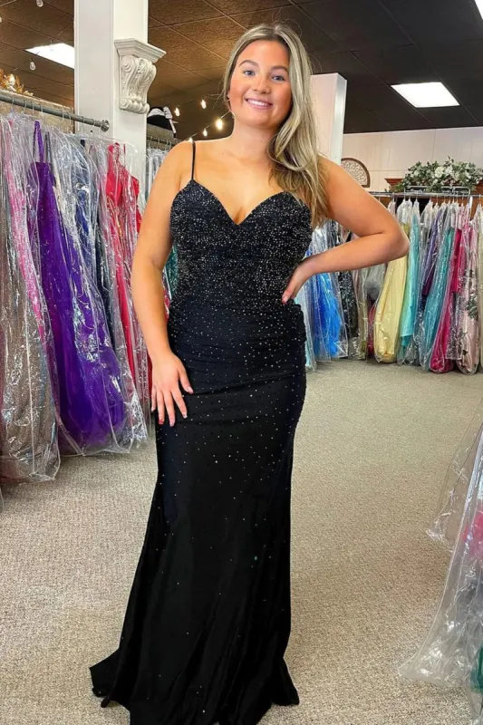 Hot Mermaid Black Plus Size Prom Dresses Beaded Formal Evening Dress sold by My Chic Dress