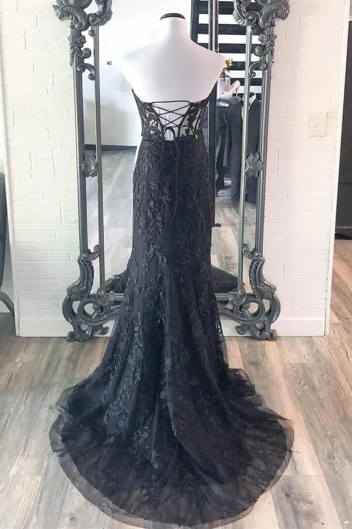 Sweetheart Mermaid Lace Black Corset Prom Dresses Cheap Long Formal Dresses sold by My Chic Dress product image thumbnail 2