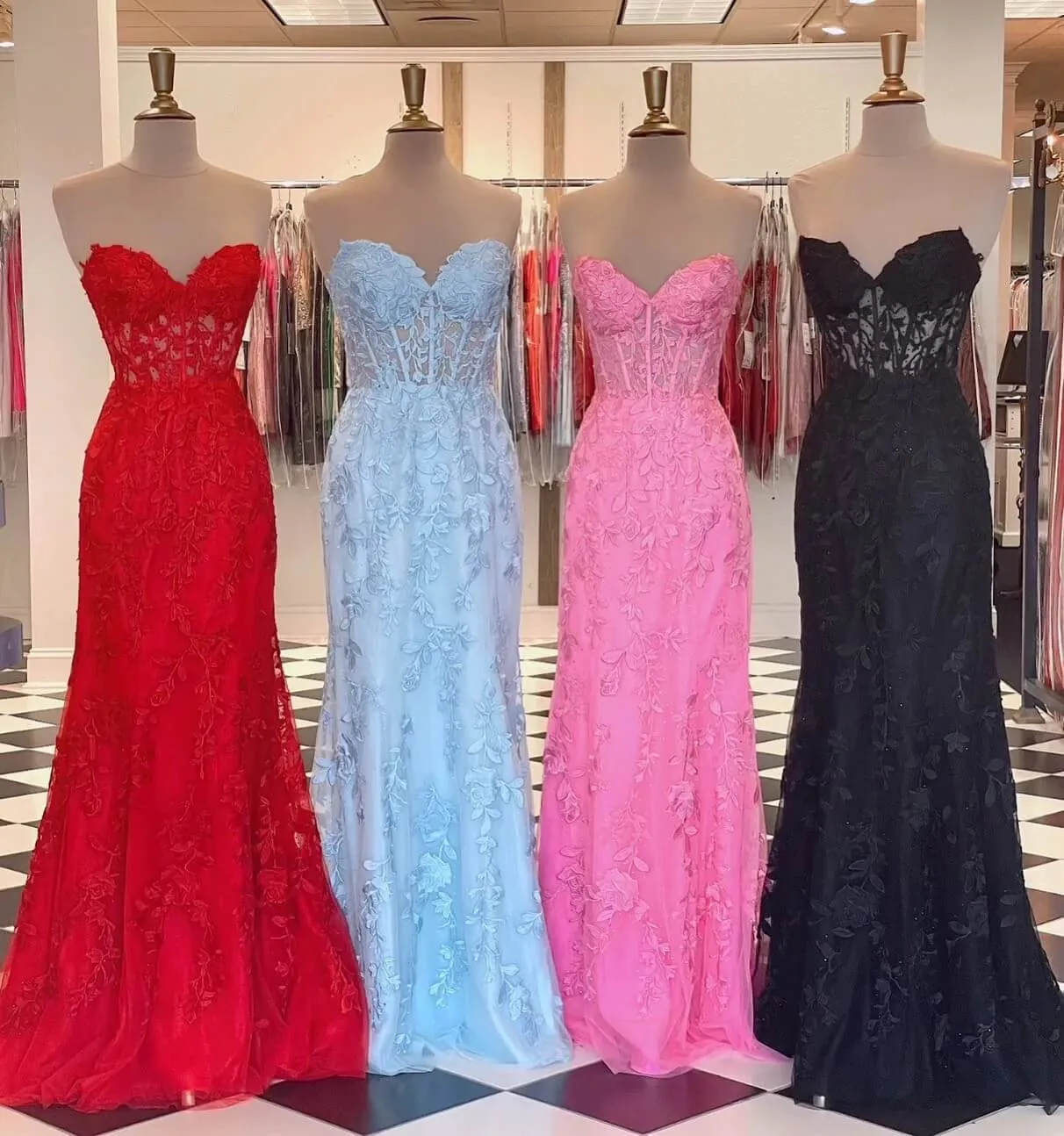 Sweetheart Mermaid Lace Black Corset Prom Dresses Cheap Long Formal Dresses sold by My Chic Dress product image thumbnail 5