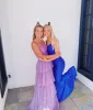 2025 Cheap Tulle Purple Ruffle tiered Prom Dresses Sheath Long Formal Evening Dresses sold by My Chic Dress