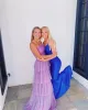 2025 Cheap Tulle Purple Ruffle tiered Prom Dresses Sheath Long Formal Evening Dresses sold by My Chic Dress