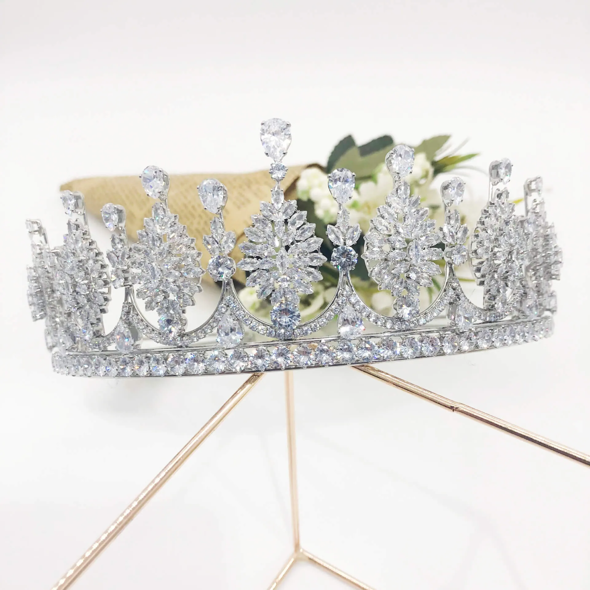 Top Quality Crystal Tiara Princess Crowns Quinceanera Crown Wedding Crowns sold by My Chic Dress product image thumbnail 3