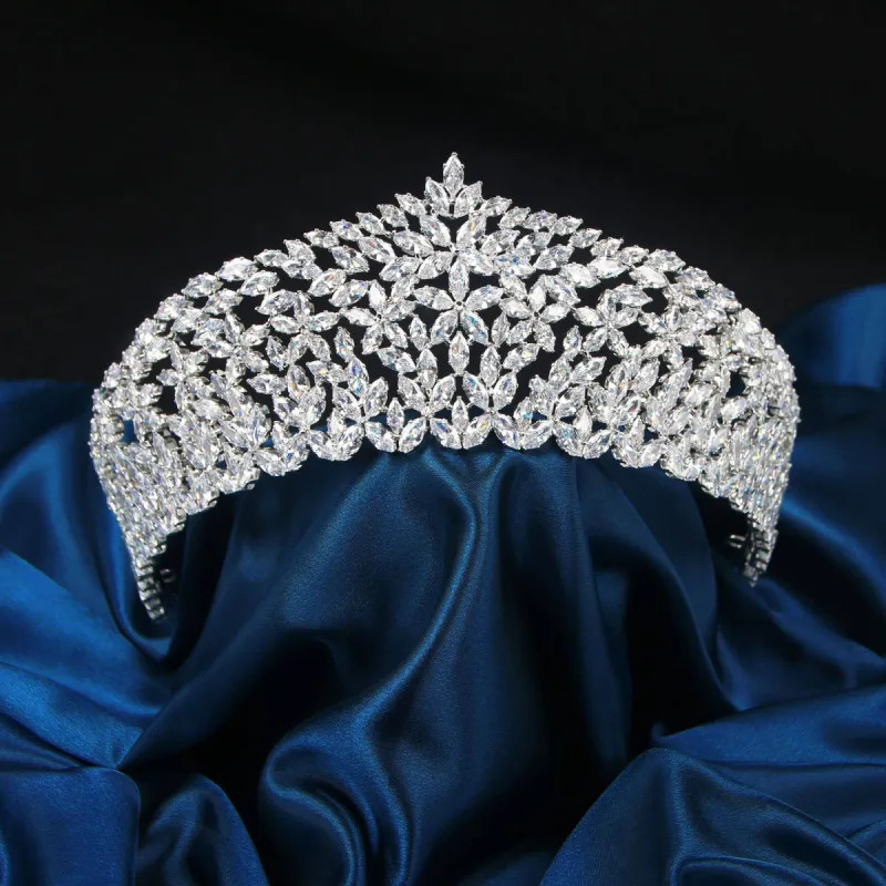 Luxury Silver Wedding Rhinestone Tiara Zirconia Bridal Crowns sold by My Chic Dress