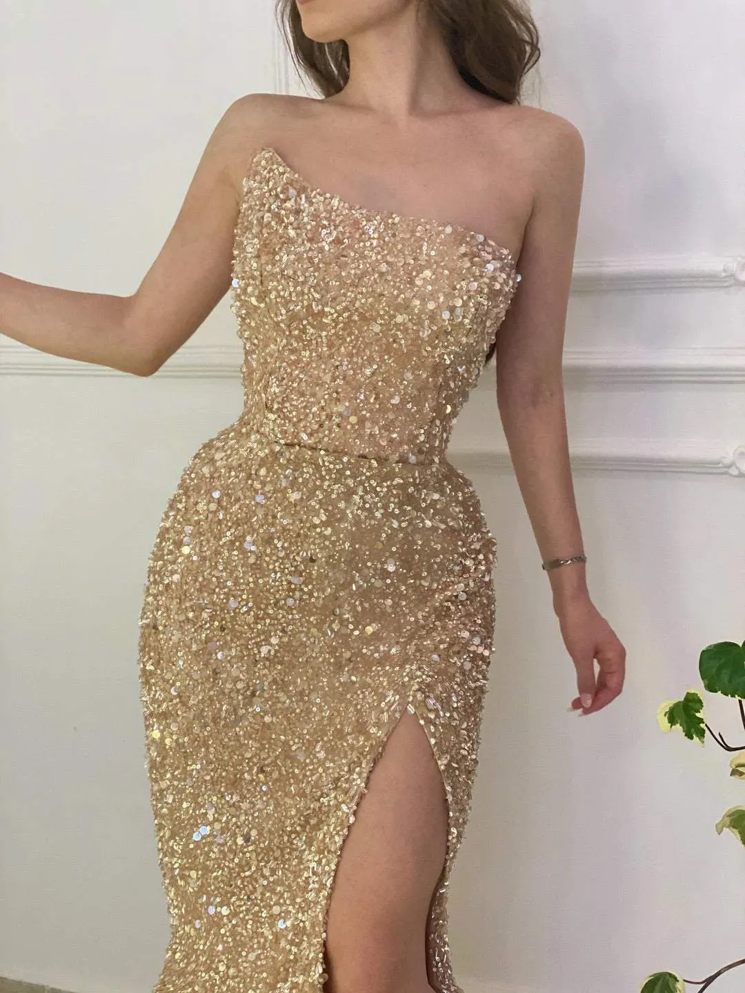 Hot Gold Sequin Prom Dresses Strapless Mermaid Formal Dresses sold by My Chic Dress product image thumbnail 2