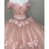 Princess Off the Shoulder Beaded 3D Flowers Pink Quinceanera Dresses Ball Gown sold by My Chic Dress