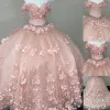 Princess Off the Shoulder Beaded 3D Flowers Pink Quinceanera Dresses Ball Gown sold by My Chic Dress