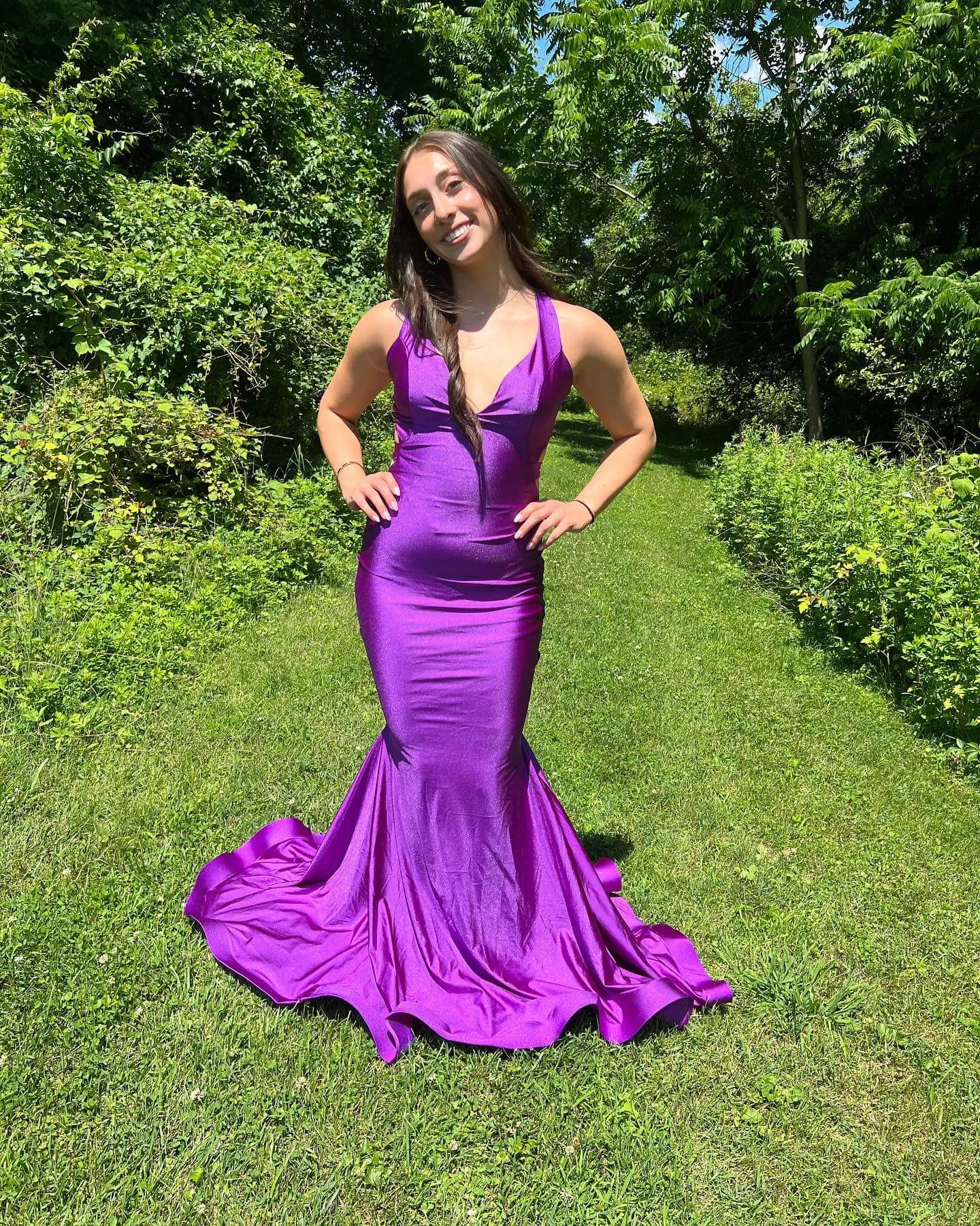 Sexy Mermaid Purple Prom Dresses Simple Long V Neck Formal Dress sold by My Chic Dress