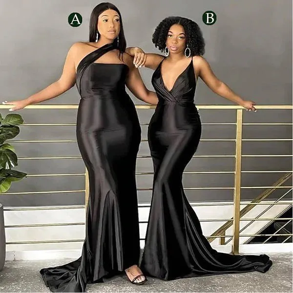 Multiway Mermaid Black Bridesmaid Dresses Cheap Long Wedding Guest Dress sold by My Chic Dress