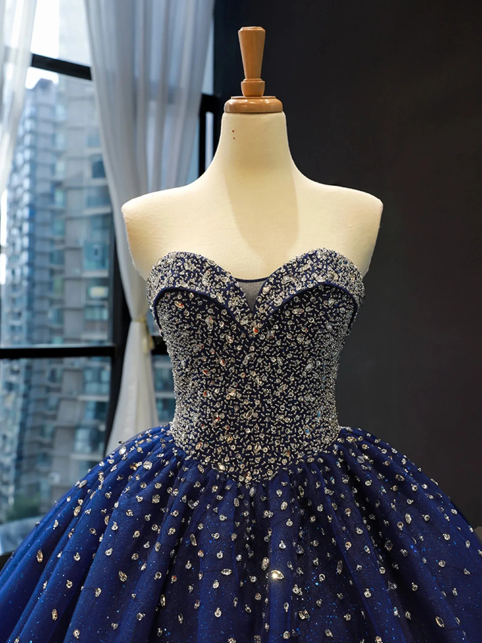 Crystals Sequined Navy Blue Quince Dresses Ball Gown Wedding Dresses sold by My Chic Dress product image thumbnail 3