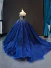 2025 Crystals Sequined Navy Blue Quince Dresses Ball Gown Wedding Dresses sold by My Chic Dress