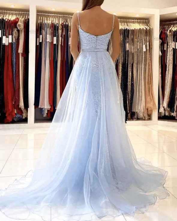 Floor Length Mermaid Sage Green Prom Dresses Lace Removable Train sold by My Chic Dress product image thumbnail 3