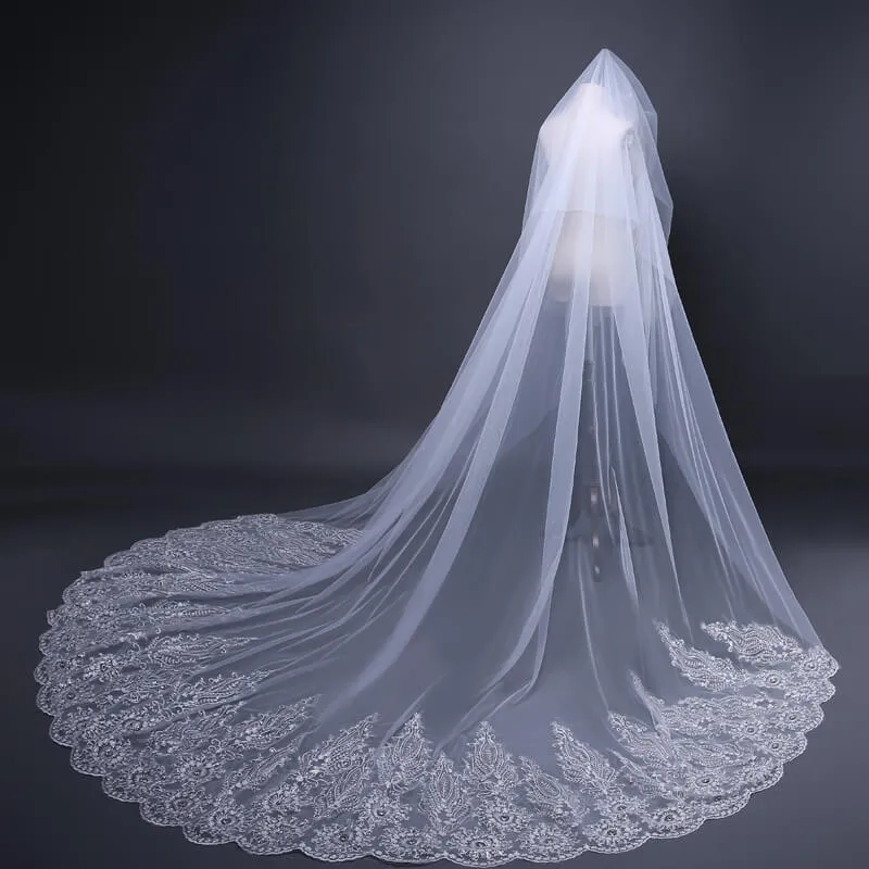 Luxury Princess Lace Wedding Veils with Applique Sequined Trim 3MX3M sold by My Chic Dress product image thumbnail 2