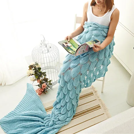 Blue Fish Scale Design Mermaid Blankets for Adults sold by My Chic Dress product image thumbnail 3