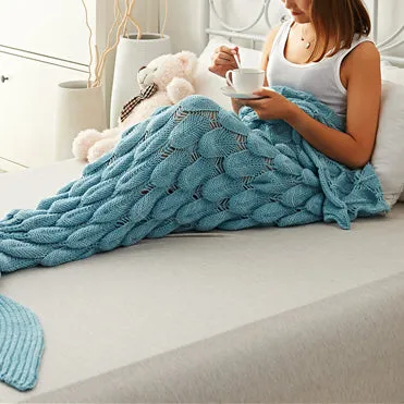 Blue Fish Scale Design Mermaid Blankets for Adults sold by My Chic Dress product image thumbnail 4