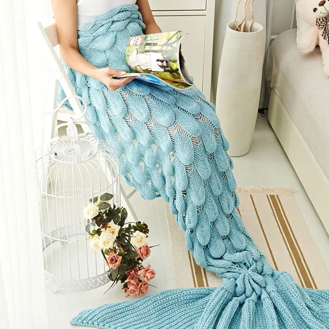 Blue Fish Scale Design Mermaid Blankets for Adults sold by My Chic Dress product image thumbnail 2