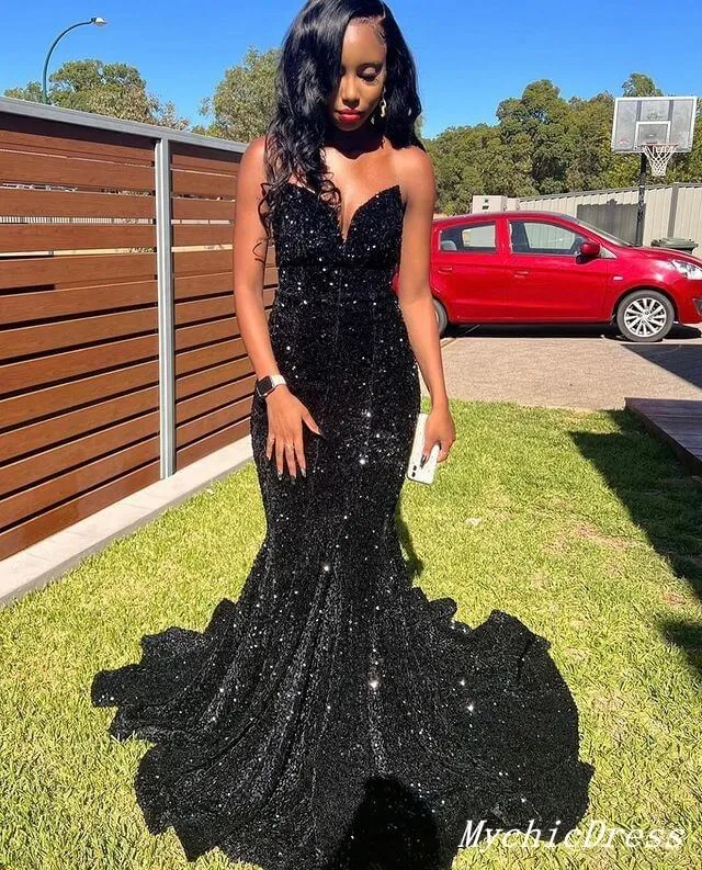 Sparkly Sequin Black Prom Dresses Long Evening Formal Dress Mermaid sold by My Chic Dress