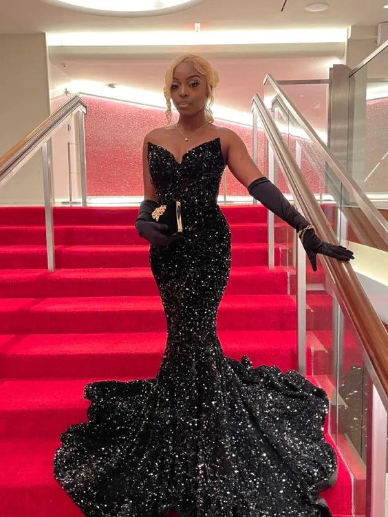 Sparkly Sequin Black Prom Dresses Long Evening Formal Dress Mermaid sold by My Chic Dress product image thumbnail 2