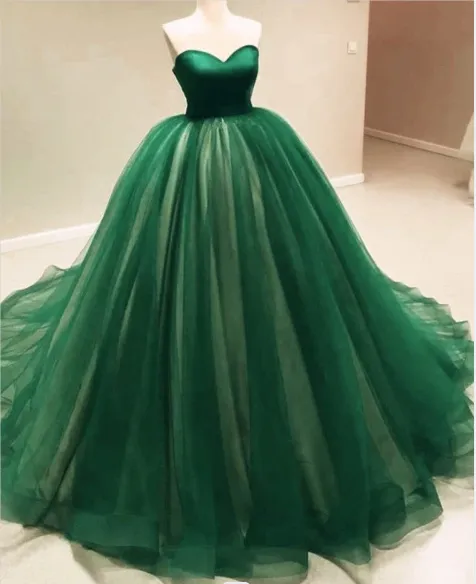 Sexy Green Tulle Sweetheart Ball Gown Quinceanera Dresses Sleeveless sold by My Chic Dress product image thumbnail 2