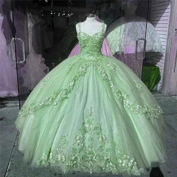 Princess 3D Flowers Lavender Quince Dresses 2025 Lace Ball Gown Sweet 16 Dresses sold by My Chic Dress product image thumbnail 5